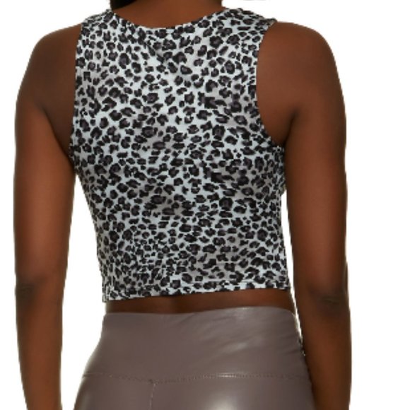 Twisted crop top with leopards print - Picture 2 of 2